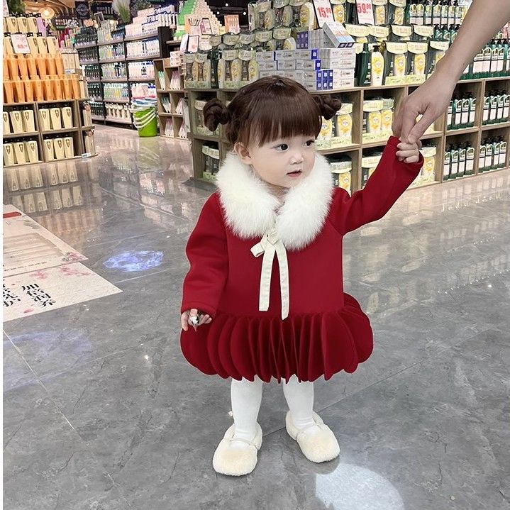 Đầm Sườn Xám Màu Đỏ Mừng Năm Mới Cho Bé Gái