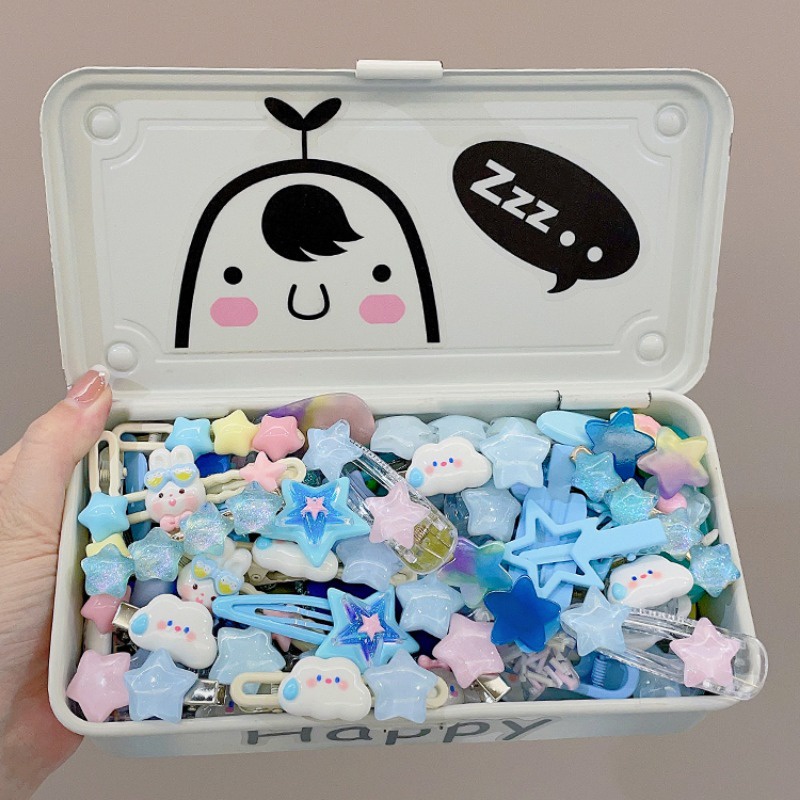 Bộ 2 Kẹp Tóc Hình Ngôi Sao Đám Mây Xanh Dương Xinh Xắn Thời Trang Hàn Quốc Cho Bé Gái