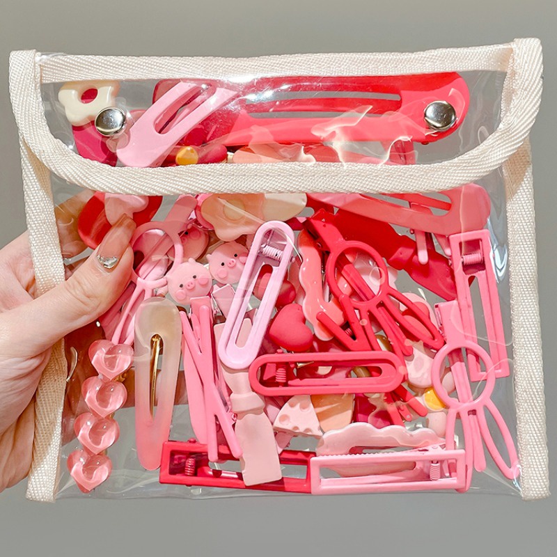 Bộ 38 Kẹp Tóc Màu Hồng Dễ Thương Phong Cách Hàn Quốc Cho Bé Gái