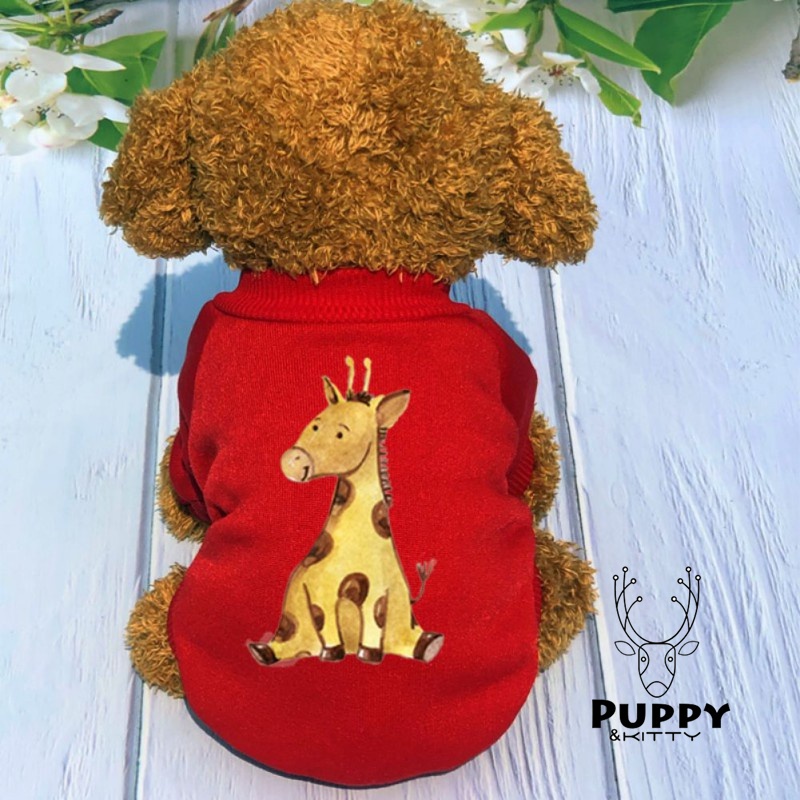 Áo sweater Vải Nhung Hình Hươu Cao Cổ Thời Trang Thu Đông Cho Thú Cưng