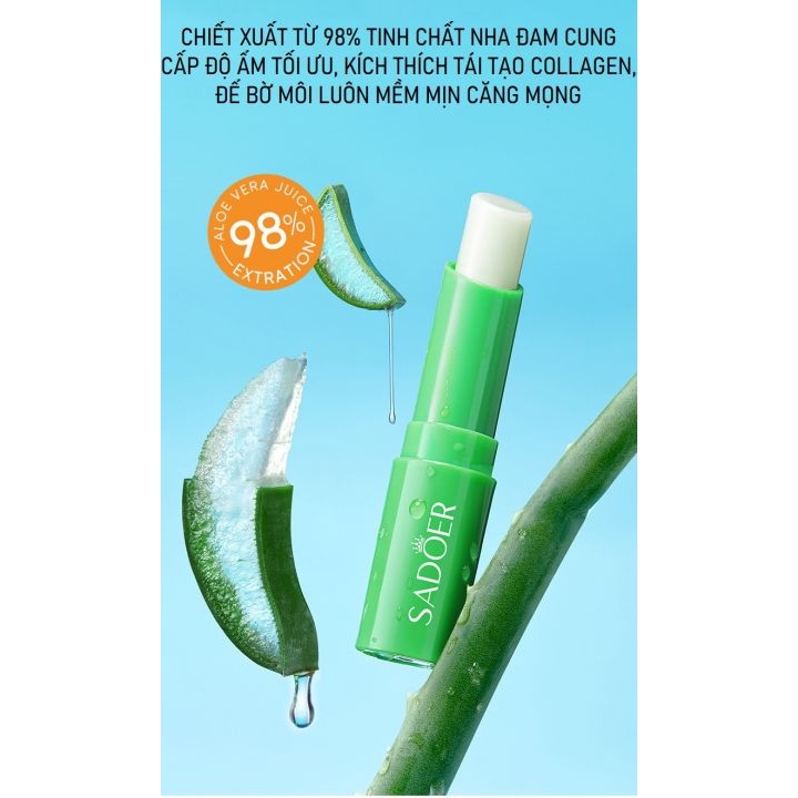 Son Dưỡng Môi Lip balm SADOER ALOE VERA, Giúp Chăm Sóc Đôi Môi Mềm, Căng Mọng Và Đàn Hồi Lyyoga S14