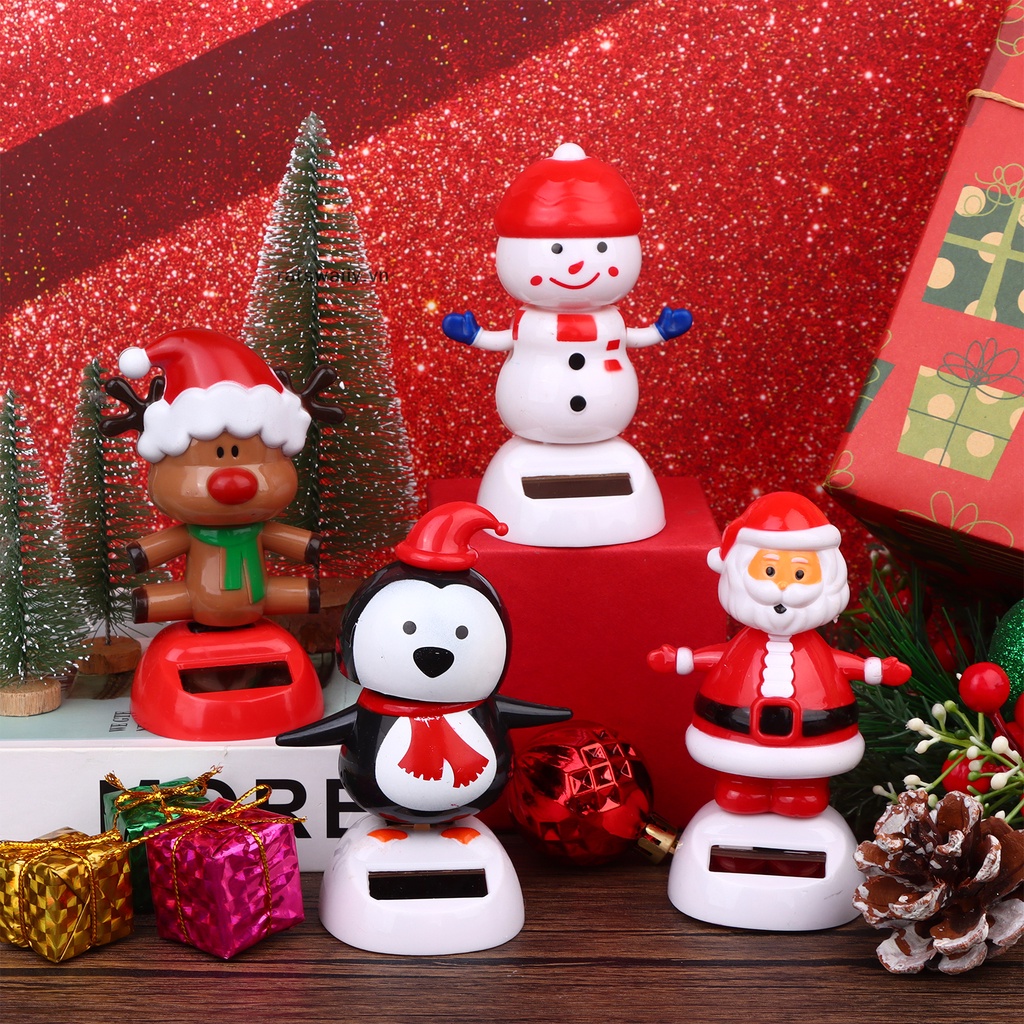 Ratswaiiy 4 Đồ Chơi Người Tuyết Nhảy Múa Sử Dụng Năng Lượng Mặt Trời Hình Ông Già Noel Nhiều Màu Sắc