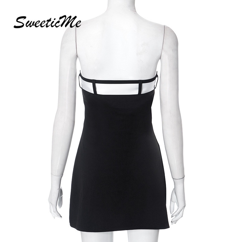 Đầm mini Dáng Ôm Eo Cao Đính Nơ Phối Màu Tương Phản Thời Trang 2023 Cho Bạn Gái