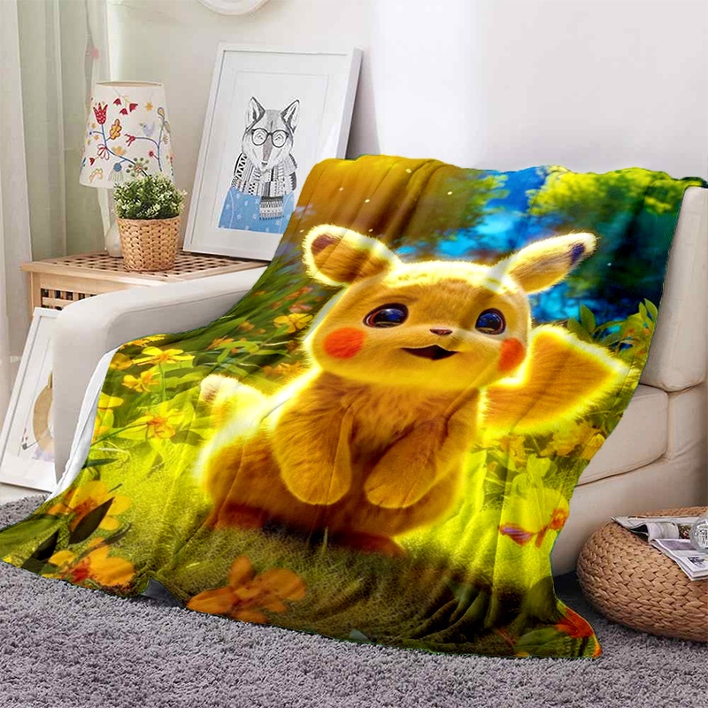 Chăn Điều Hòa Nhiệt Độ Mềm Mại Thoải Mái In Hình Pokemon mon pikachu animation 6