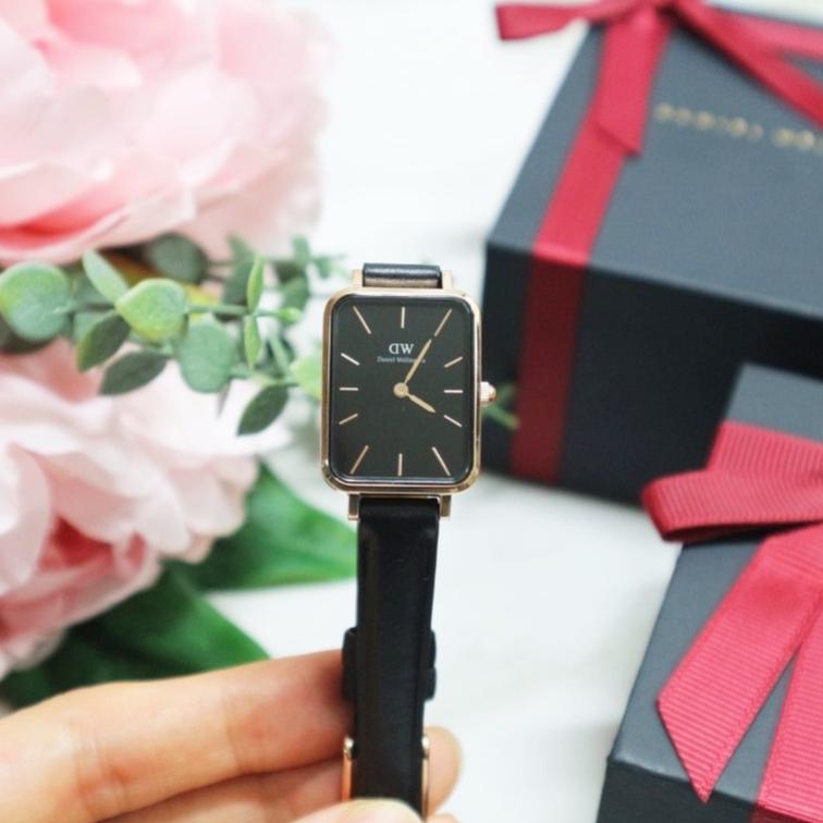 Combo Đồng Hồ Nữ Daniel Welington Quadro Pressed Sheffield Black & Vòng Tay Cuff V1 DW Chính Hãng - Danielwatchstore.