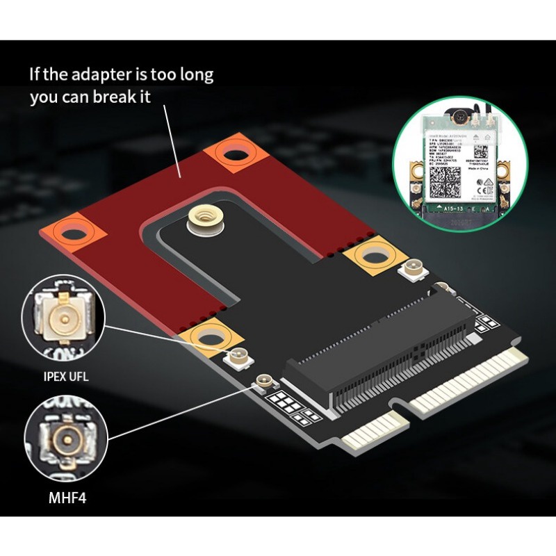 Thẻ wifi Không Dây mini pci-e wi-fi 6 adapter intel ax210 3000mbps bluetooth 5.0 802.11A / ac 2.4g / 5g 160mhz