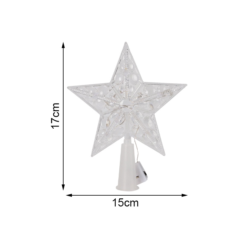 Đèn led 17cm Hình Ngôi Sao Năm Cánh Trang Trí Cây Thông Giáng Sinh Năm Mới