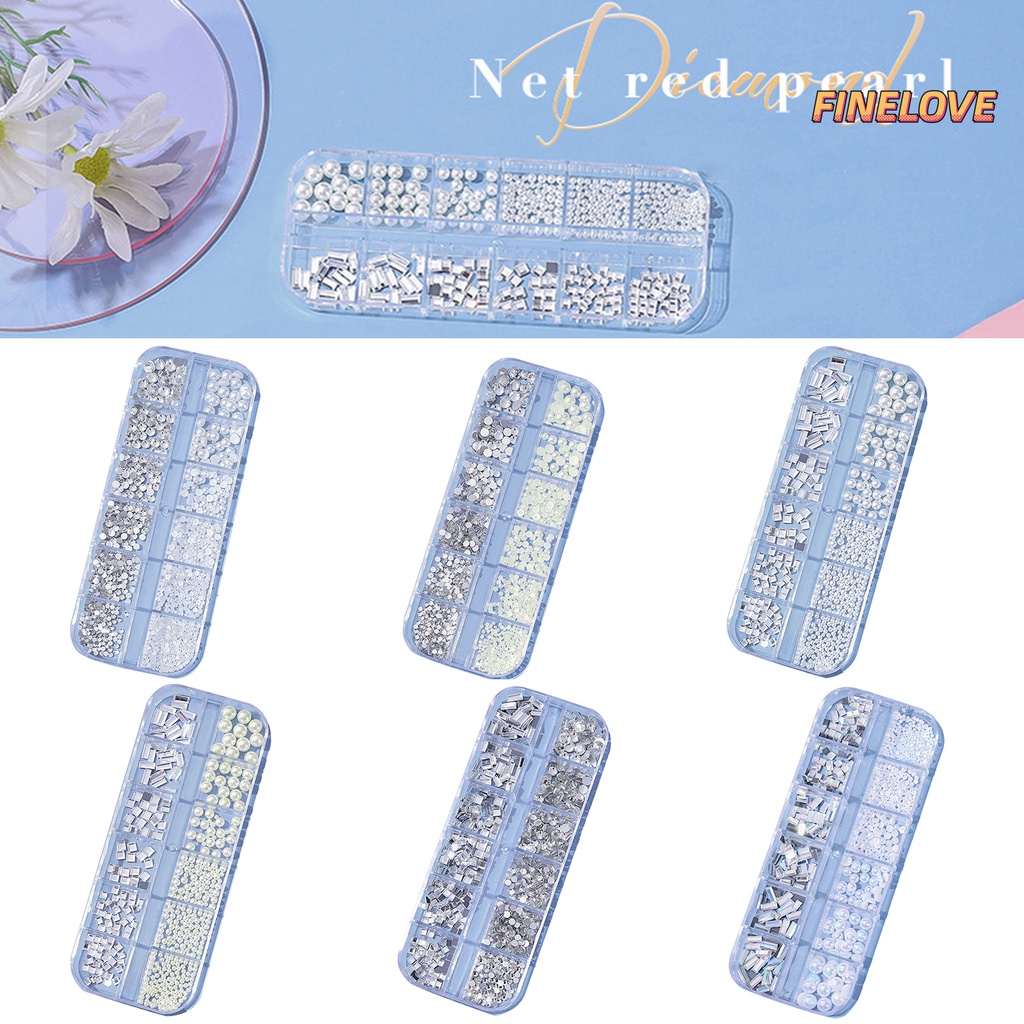 Hộp 12 Ngăn Đựng Hạt Đá Tròn 3d Lấp Lánh Trang Trí Móng Tay diy