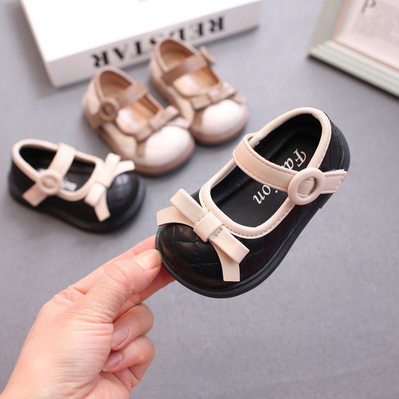 HÀNG MỚI VỀ_Giày Búp Bê Gắn Nơ Cho Bé Gái Phong Cách Hàn Quốc Chất Da Đế Mềm 0 - 3 tuổi