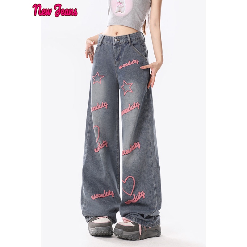 Prowow quần ống rộng quần nữ jean Dễ thương Đơn giản Minimalist Fashion WNK2300LUL 41Z231013