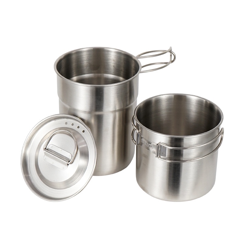 Ultra Bộ Nồi Nấu Ăn Siêu Nhẹ Bằng Thép Không Gỉ 304 Có Thể Gấp Gọn Tiện Dụng Mang Theo Du Lịch Cắm Trại
