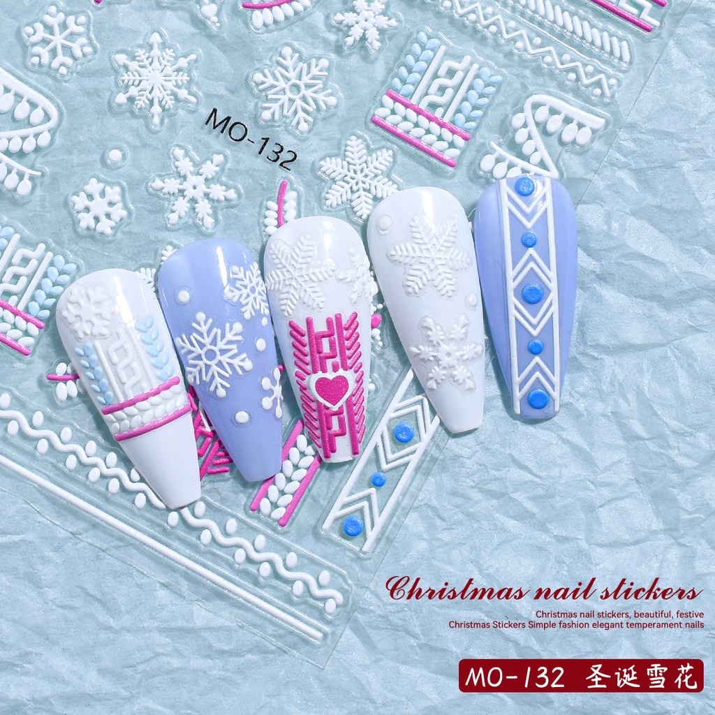 Miếng Dán Móng Tay 5d Họa Tiết Giáng Sinh Hoạt Hình Phong Cách Âu Mỹ santa claus snowman snowflake Bán Sỉ