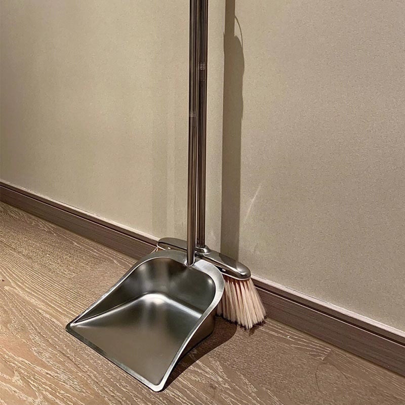 Bộ Chổi Và Đồ Hốt Rác Hai Mảnh Bằng Thép Không Gỉ Cứng Cáp Phong Cách Mới Dành Cho Gia Đình