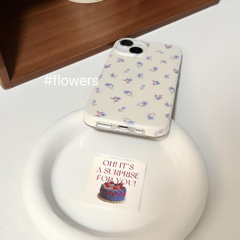 Ốp Điện Thoại Cứng Họa Tiết Hoa Xanh Trắng Cho iphone 11 12 12pro 12promax 13 13pro 13promax 14 14pro 14promax