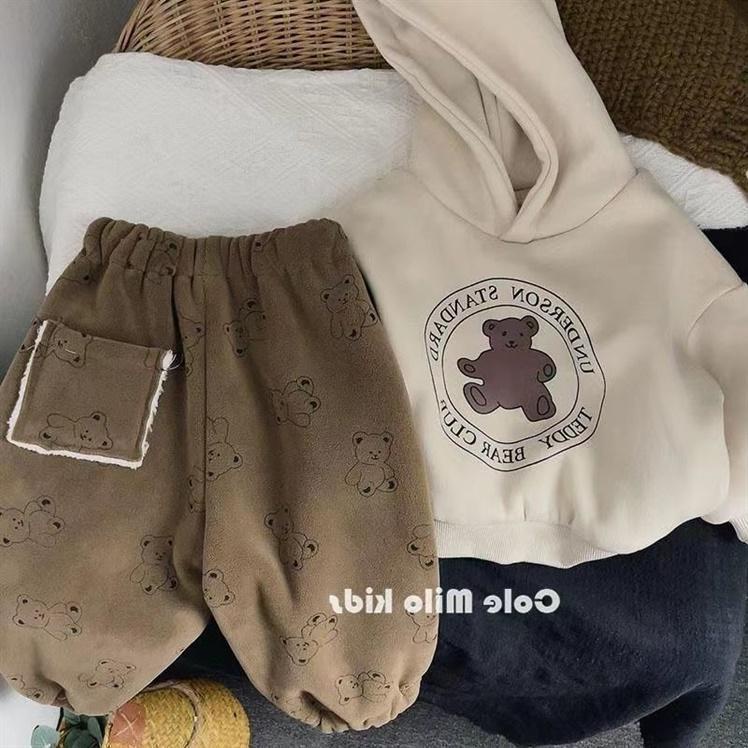 Áo Khoác hoodie Thu Đông Lót Nhung In Họa Tiết Hoạt Hình Phong Cách Hàn Quốc 2023 Cho Bé