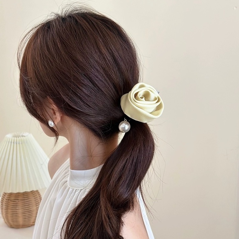 Dây Cột Tóc Hoa Hồng Đính Ngọc Trai Nhân Tạo Thời Trang