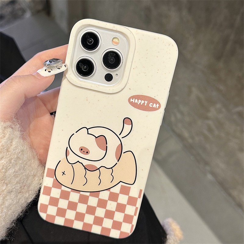 ỐP LƯNG IPHONE Hoạt Hình Ốp Điện Thoại Lúa Mì Hình Mèo Hoạt Họa Cho iphone15 / 14promax / 13 / 12 / 11 / xr / xs / x / xsmax / 6 / 7 / 8plus-RK