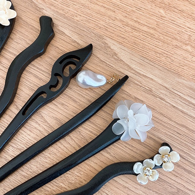 Trâm Cài Tóc Hình Hoa Màu Đen Phong Cách Cổ Điển Thời Trang Năm 2023