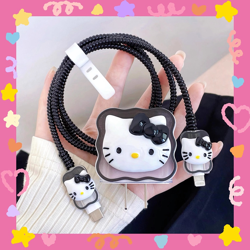Dễ Thương Vỏ Bọc Bảo Vệ Dây Cáp Sạc 18 / 20w Bằng Silicon Hình hello kitty Đáng Yêu