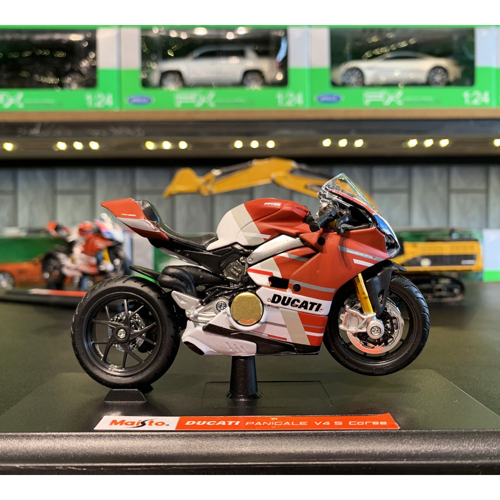 Mô hình xe mô tô Ducati 1199 Panigale V4S Corse tỉ lệ 1:18 Maisto tặng ô tô