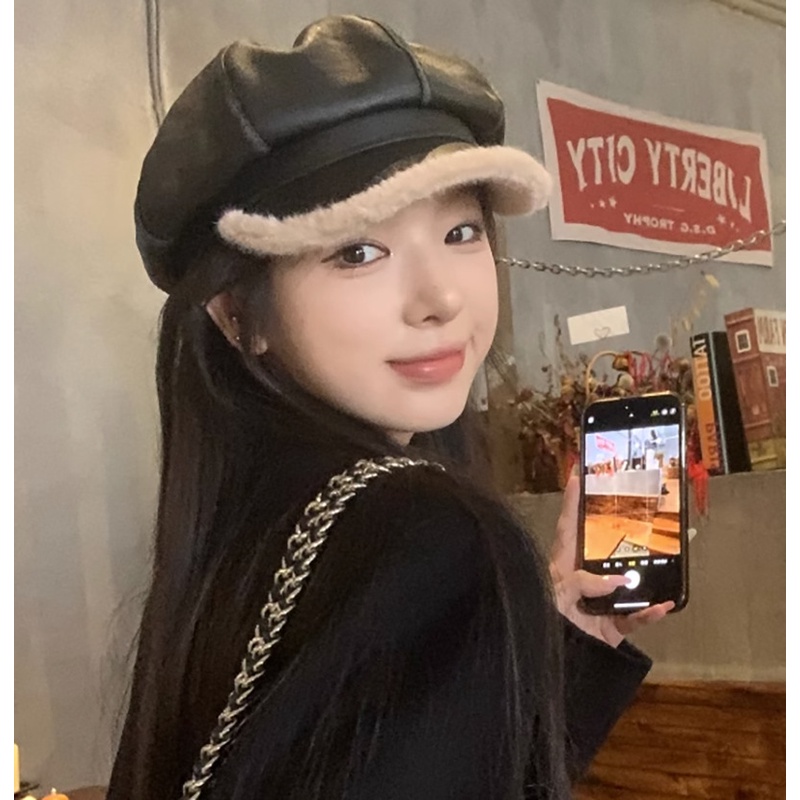 Mũ beret Giả Da Thời Trang Phong Cách Hàn Quốc Cho Nữ