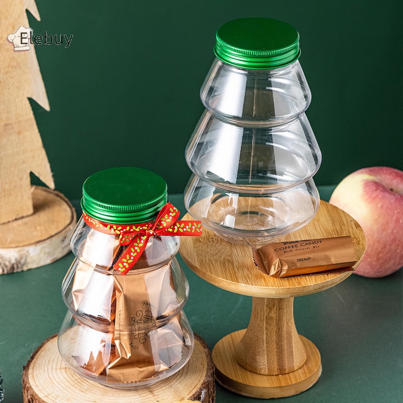 Hộp Đựng Bánh Kẹo 500ml diy Hình Cây Thông Giáng Sinh Dễ Thương