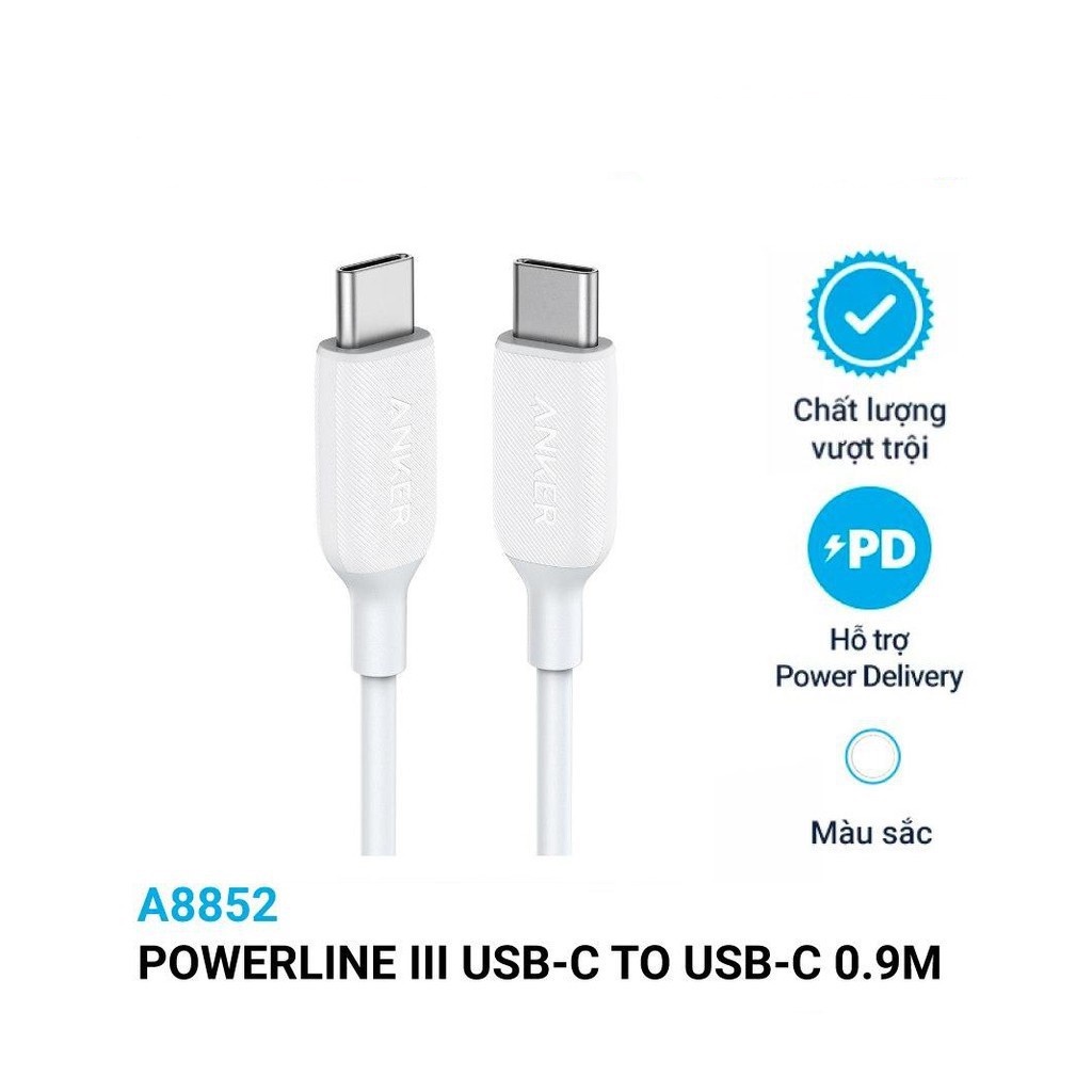 Cáp ANKER PowerLine III USB-C to USB-C dài 0.9m - Anker A8852 HaiBunStore