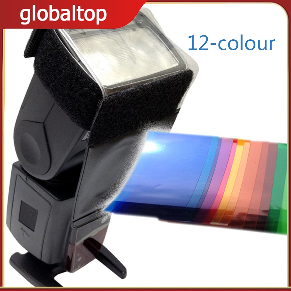 Set 1 / 3 12 Tấm Lọc Ánh Sáng Màu Sắc Dành Cho Đèn flash Máy Ảnh