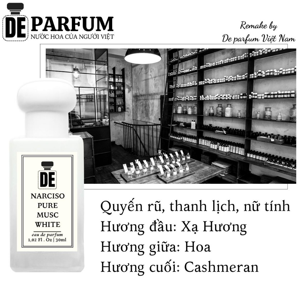 Nước hoa Narciso trắng pure musc De Parfum 30ml thơm lâu hương dịu dàng thanh khiết