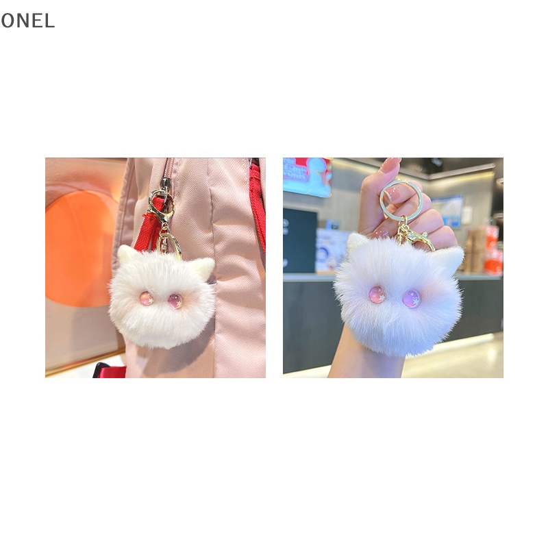 Móc Khóa Banh Lông Xù Hình Mèo Má Hồng onel Đáng Yêu Dành Cho Làm Quà Sinh Nhật vn