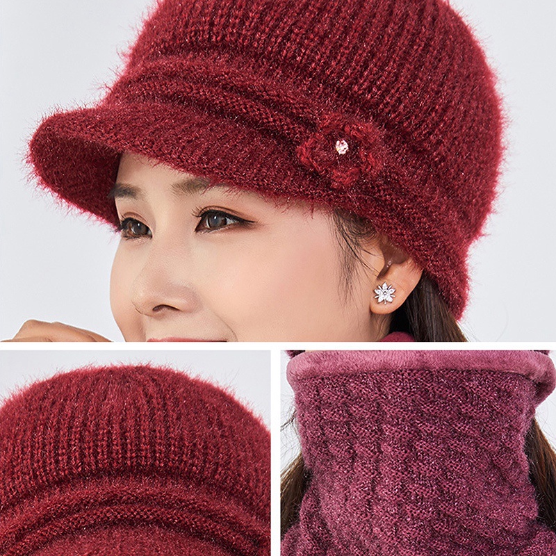 Mũ Len Kèm Khăn Choàng Cổ Giữ Ấm Mùa Đông Thời Trang Cho Nữ