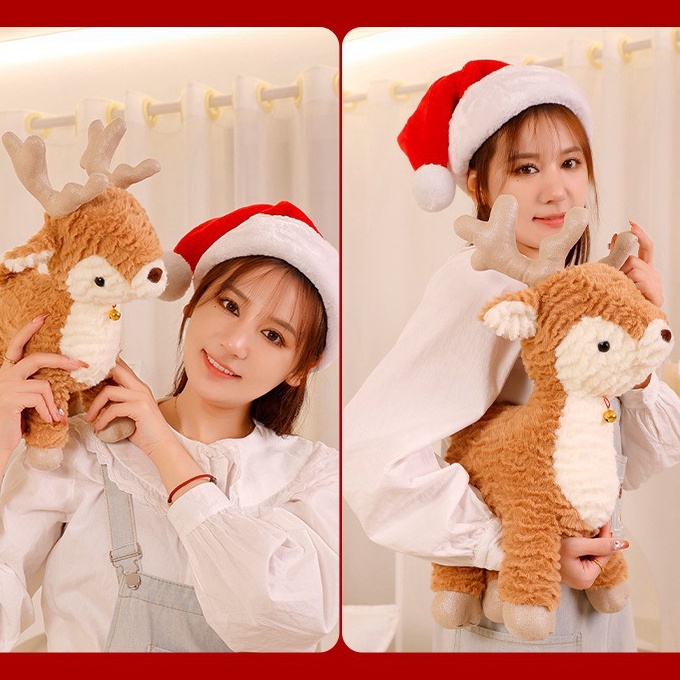 Dễ Thương Thú Nhồi Bông Tuần Lộc Nhồi Bông Trang Trí Cây Thông Giáng Sinh Quà