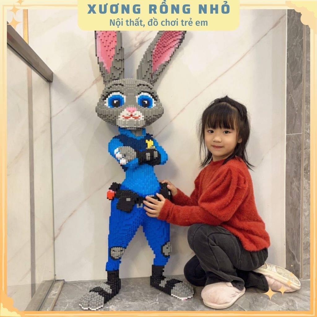 Lego cáo cảnh sát, thỏ cảnh sát 108cm tặng búa, lego cáo, thỏ 1m