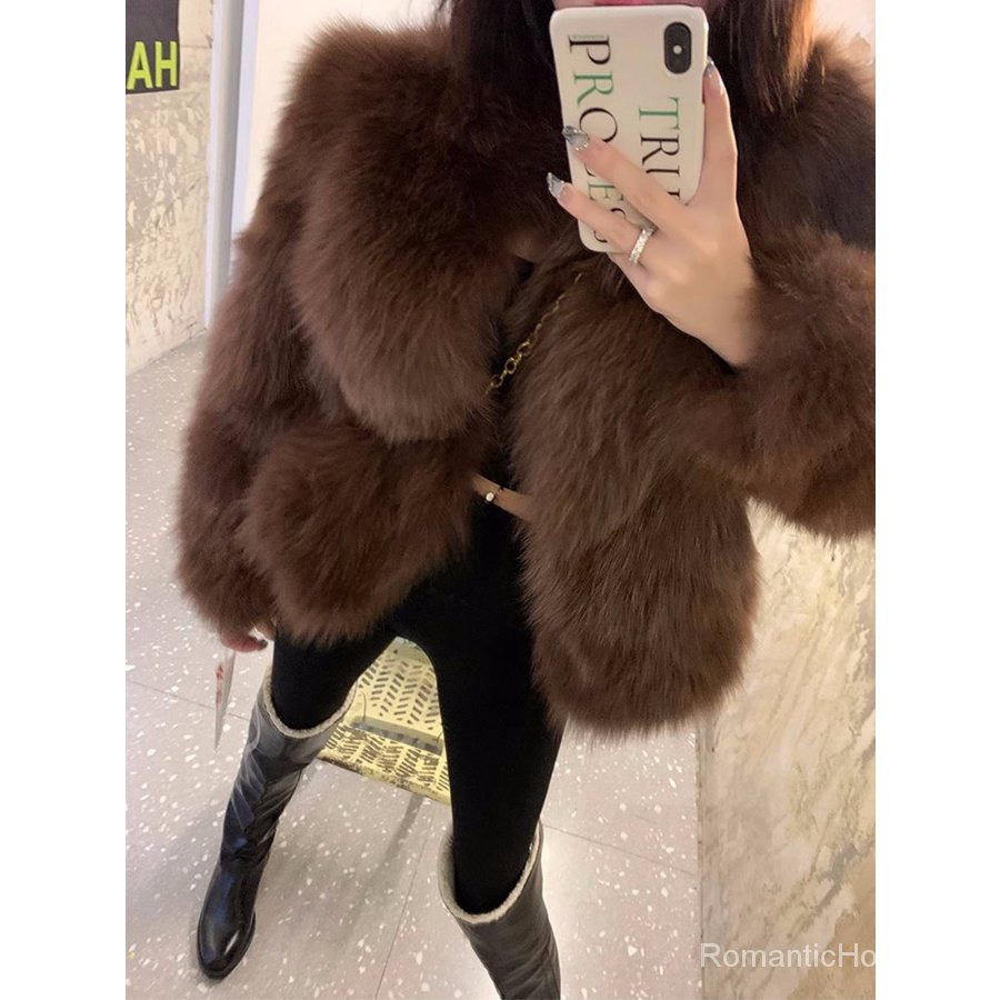 Áo Khoác Giả Lông Cáo Dáng Ngắn Thời Trang Mùa Đông 2023 Cho Nữ