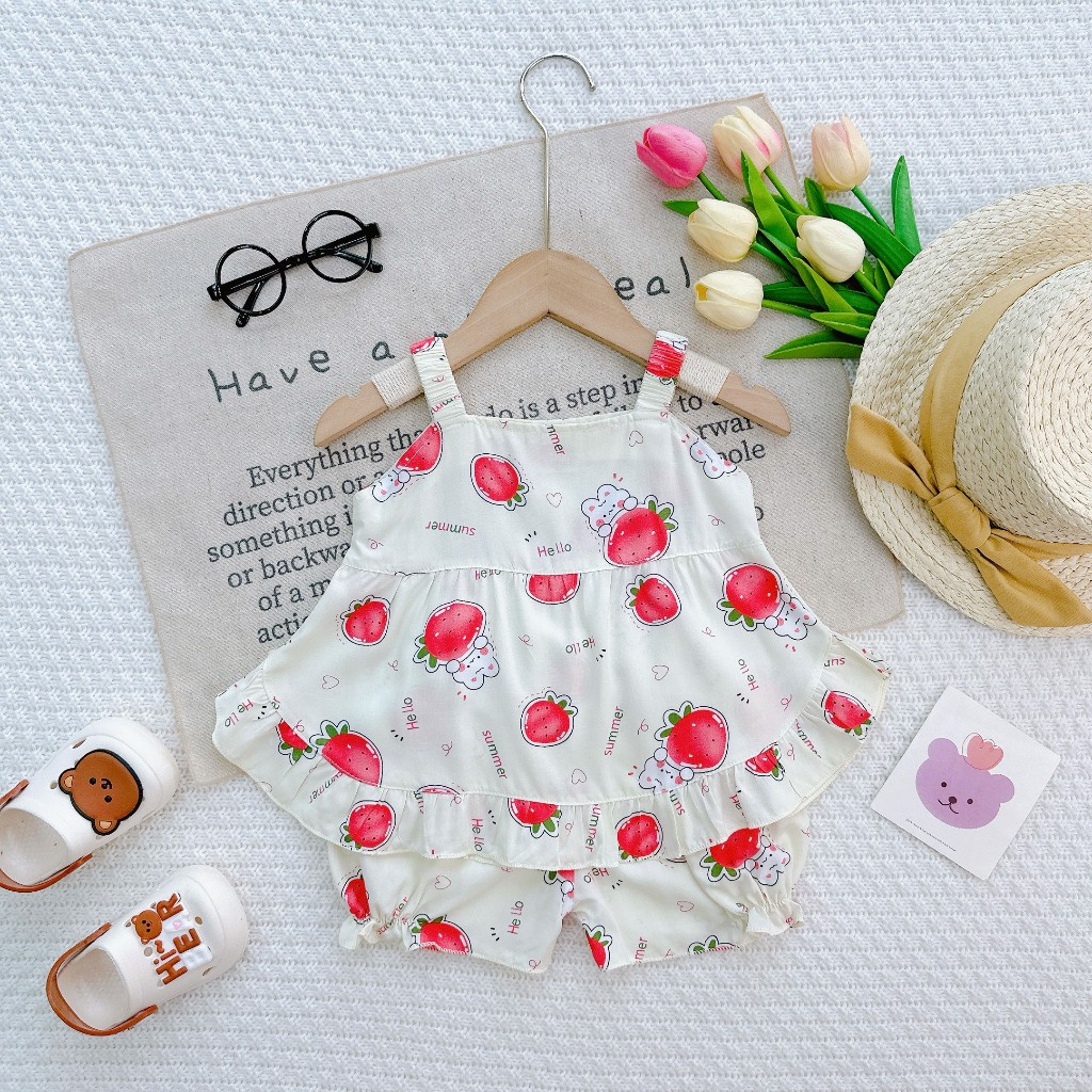 Đồ Bộ Mặc Nhà Vải Tôn -Bộ Hai Dây Tole Cho Bé mềm mịn mát kiểu dáng xinh xắn đáng yêu cho Bé Gái 7-13kg