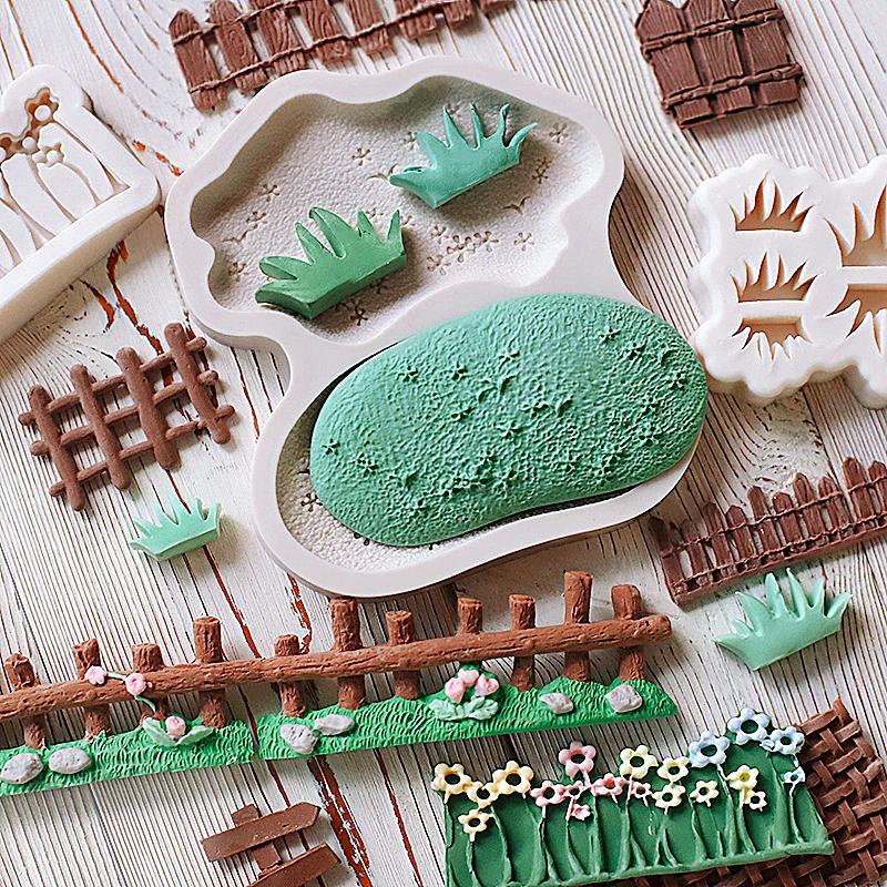 Khuôn silicone Tạo Hình Hàng Rào Cỏ Trang Trí Bánh Kẹo / Socola