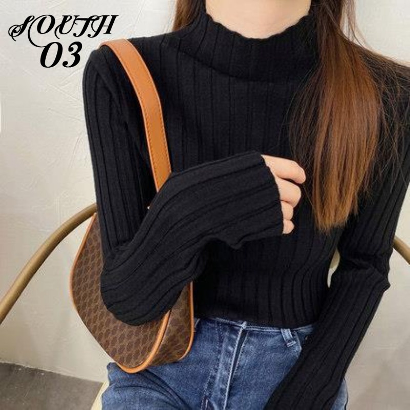 Áo sweater Dệt Kim Cổ Cao Dáng Ôm Thời Trang Thu Đông Hàng Mới 2023 Dành Cho Bạn Nữ