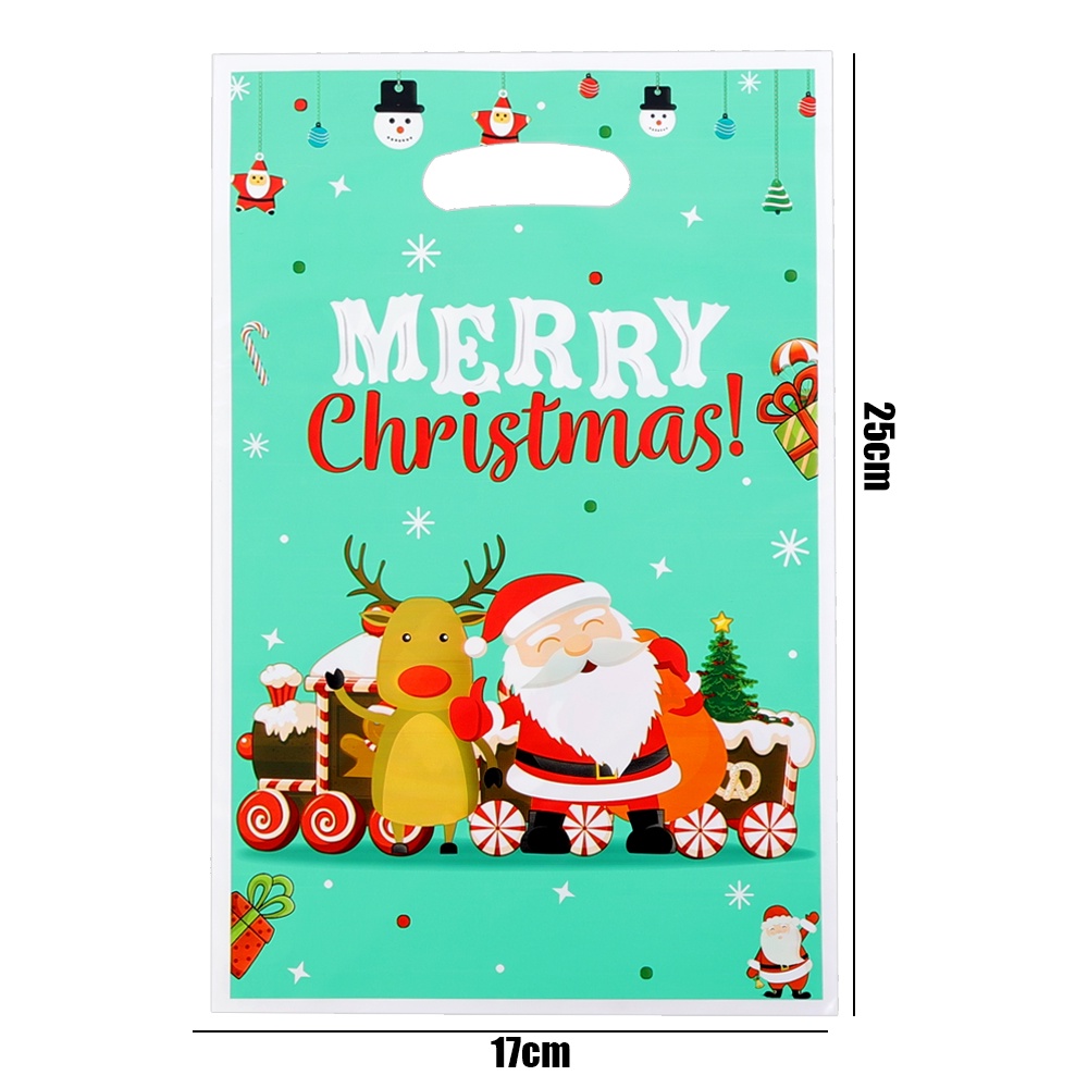 Bộ 10 Túi Đựng Bánh Kẹo Giáng Sinh / Quà Tặng Cầm Tay Chống Nước In Hình Hoạt Hình Giáng Sinh / Năm Mới / Tiệc Tùng / Túi Quà Tặng