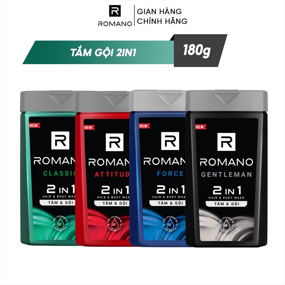 Tắm gội 2 trong 1 Romano 2in1 180g/chai