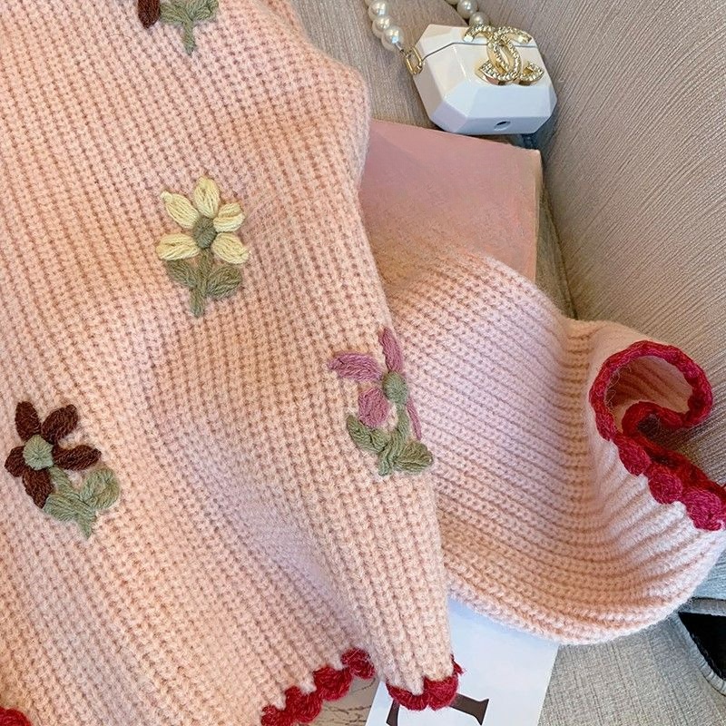 Áo Khoác cardigan Dệt Kim Dáng Ngắn Thêu Họa Tiết Thời Trang Xuân Thu 2023 Cho Nữ