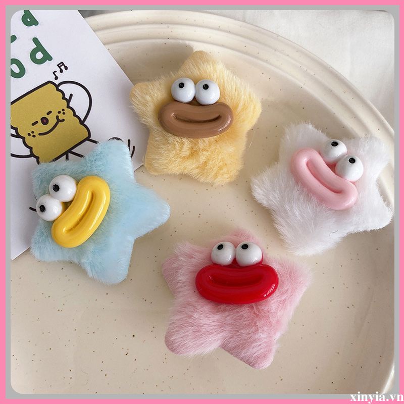 🌺🌺Kẹp Tóc Hình Ngôi Sao Miệng To Bằng Lông Nhung Dễ Thương Xinh Xắn y2k