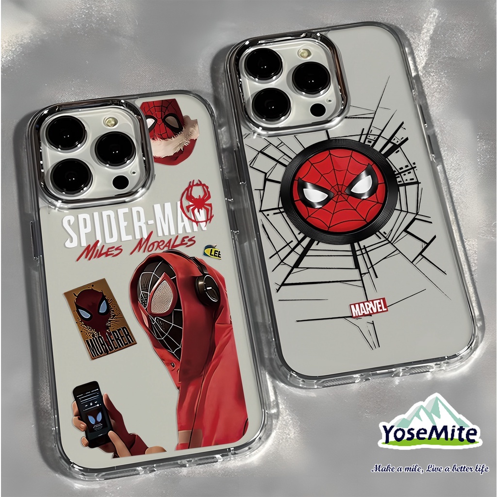 Trường hợp cặp đôi ốp Silicone viền camera kim loại người nhện Chống sốc Tpu Ốp Điện Thoại Thời Trang Sang Trọng Cho iphone 14 xr 13 11 12 pro max 8 7 6 6s plus x xs max se 2020 13 12 11