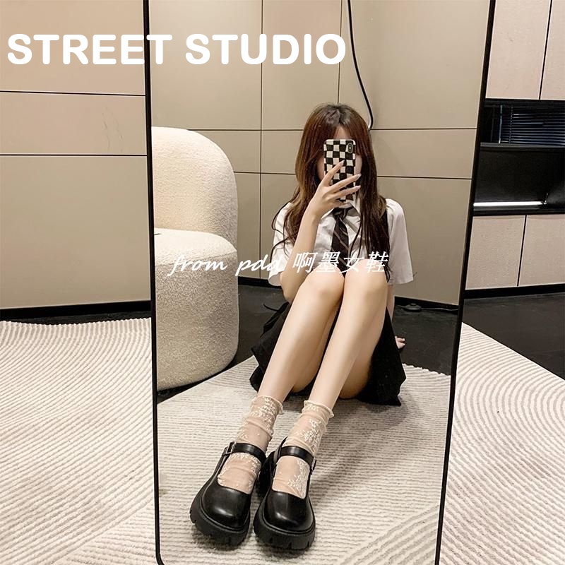 STREET STUDIO  giày búp bê đế cao lolita giày Mary Jane Đế da mềm đế thời trang FLF23A1226 44Z231030