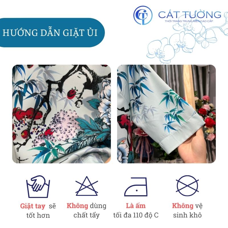 Áo thiết kế họa tiết hoa Y23, quà tặng cho mẹ, cho bà - Thời trang Cát Tường