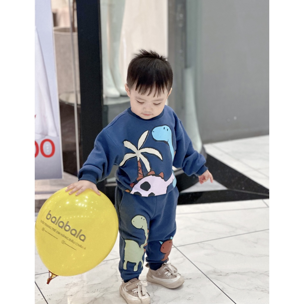 ✨MALINHKID✨BN075-Bộ nỉ bông xanh DỪA- KHỦNG LONG  trẻ em VNXK