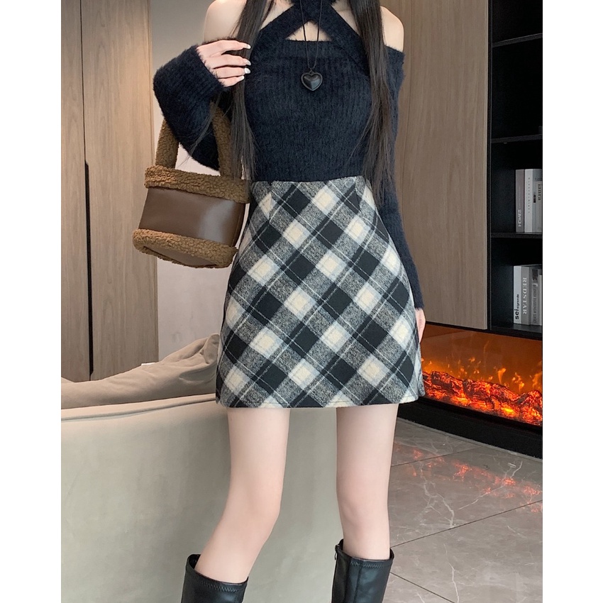 Chân Váy Len Chữ a Lưng Cao Dáng Ôm Thời Trang Thu Đông Phong Cách Hàn Quốc Cho Nữ