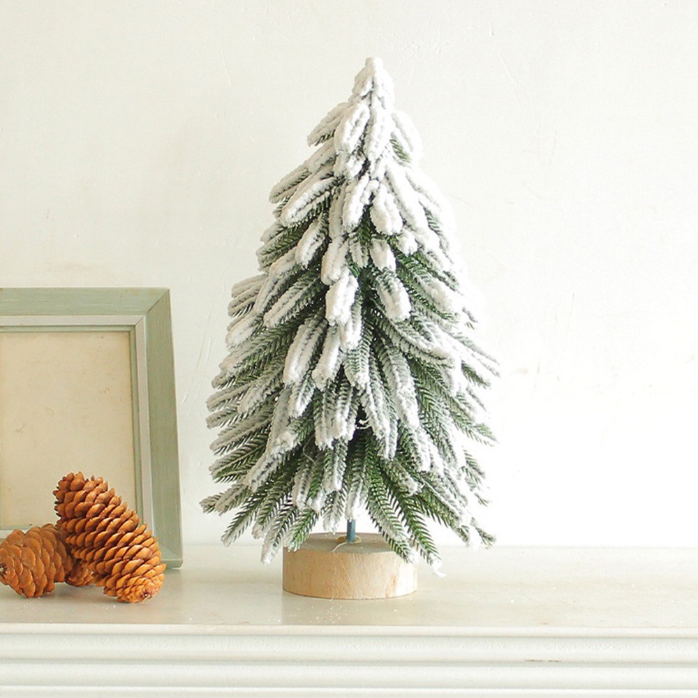 Sáng Tạo Mới Đế Gỗ Phủ Tuyết Cây Thông Giáng Sinh 2023 Đồ Trang Trí Đổ Xô Cây Giáng Sinh Cây Tuyết Tùng Cây Trang Trí Đồ Trang Trí Để Bàn