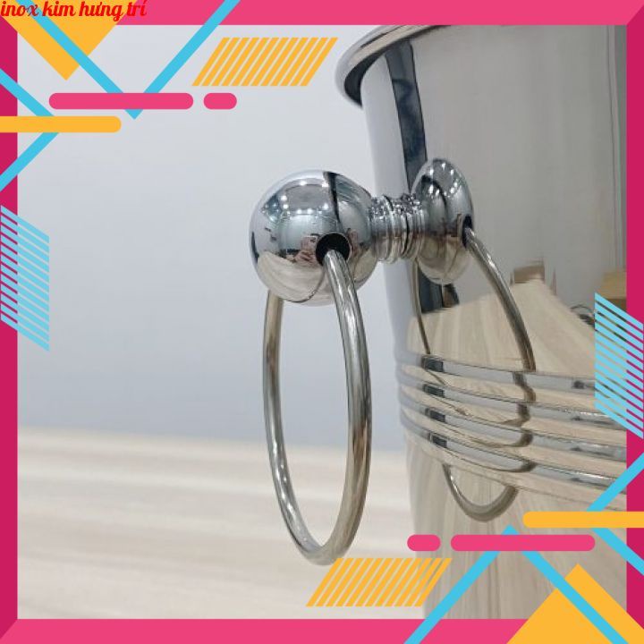 Xô ướp rượu inox vòng khoen trắng
