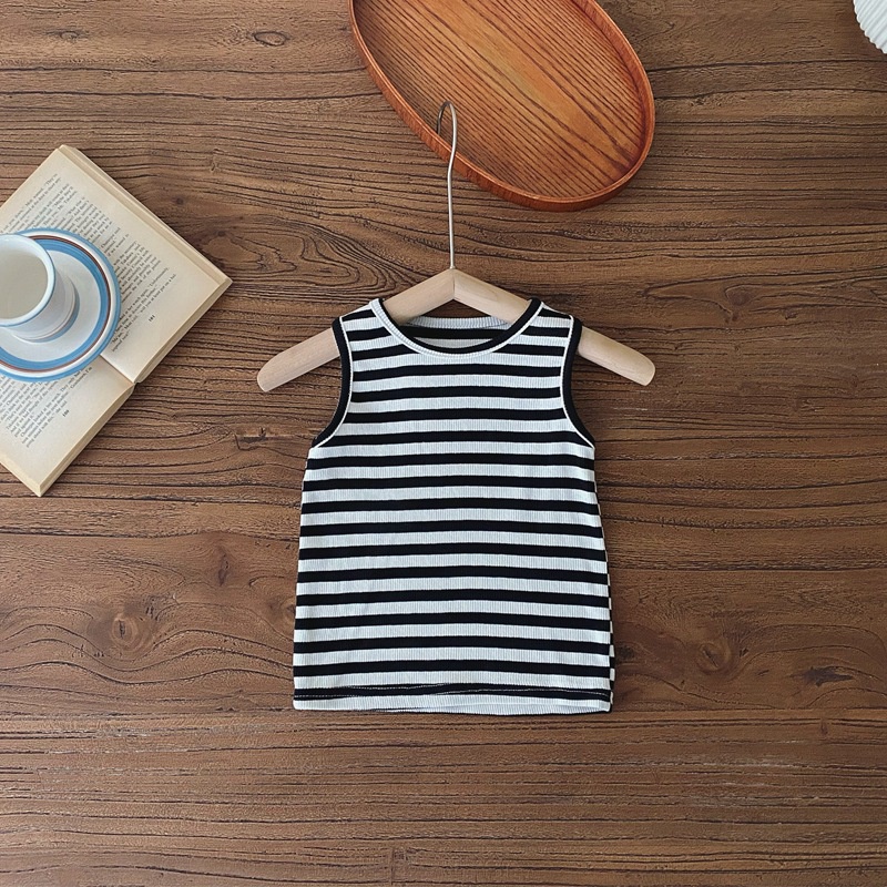 Baby suit summer baby boy and baby striped vest cute soft Denim suspender jeans two-piece FTXS