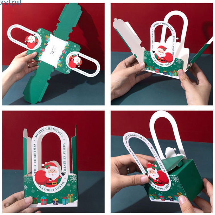 Zvt Hộp Đựng Quà Giáng Sinh / Bánh Quy / Kẹo / Bánh Quy Có Dây Ruy Băng Trang Trí Giáng Sinh / Năm Mới vn